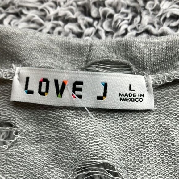 NWT Love J Gray L Cropped Oversized Slouchy Hi Lo Crop Top Blouse - Picture 3 of 10